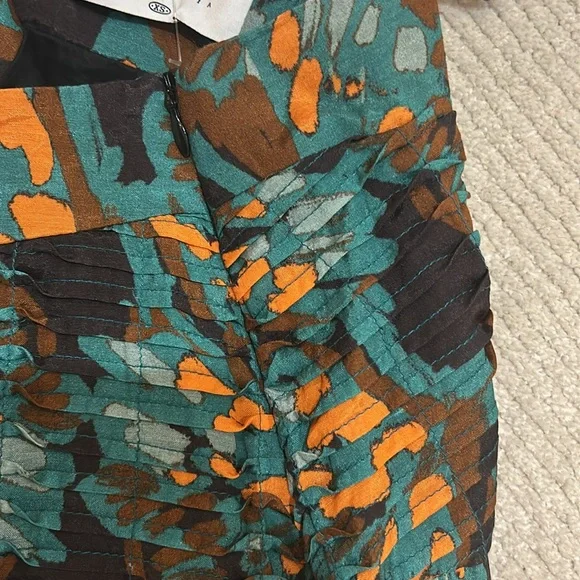 Atelier designer Skirt from Saks XSWaist pleated-print=browns,black,teal,orange